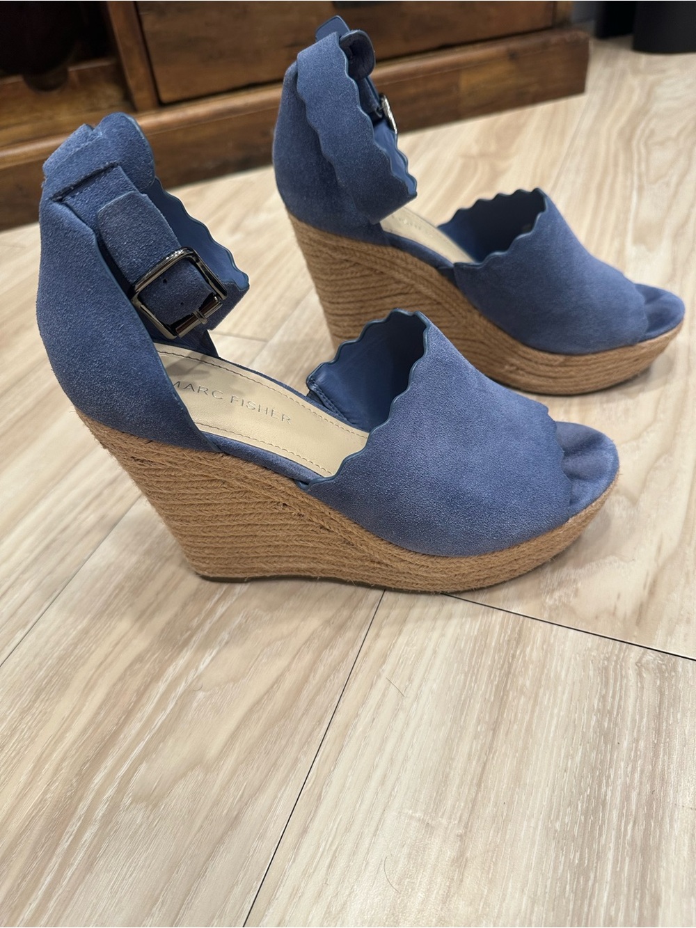 Women’s blue suede espadrille